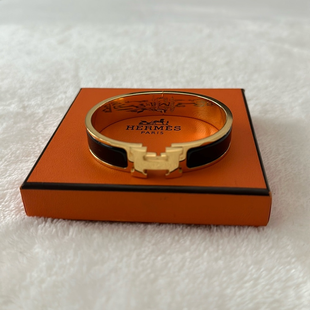 Hermes black and gold bracelet